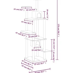 MAISON EXCLUSIVE - Arbre à chat avec griffoirs en sisal gris clair 176 cm