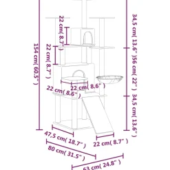 MAISON EXCLUSIVE - Arbre à chat avec griffoirs en sisal gris clair 154 cm