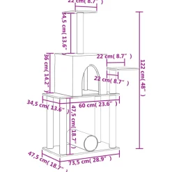 MAISON EXCLUSIVE - Arbre à chat avec griffoirs en sisal gris clair 122 cm