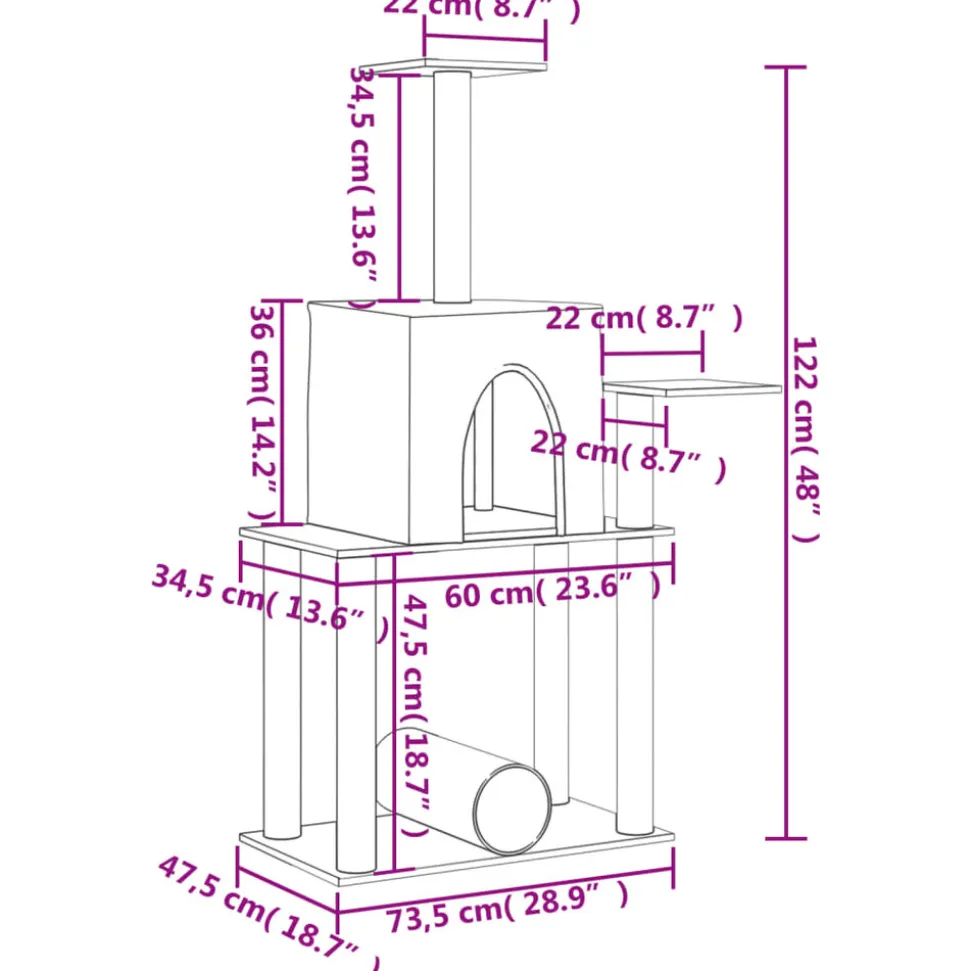 MAISON EXCLUSIVE - Arbre à chat avec griffoirs en sisal gris clair 122 cm
