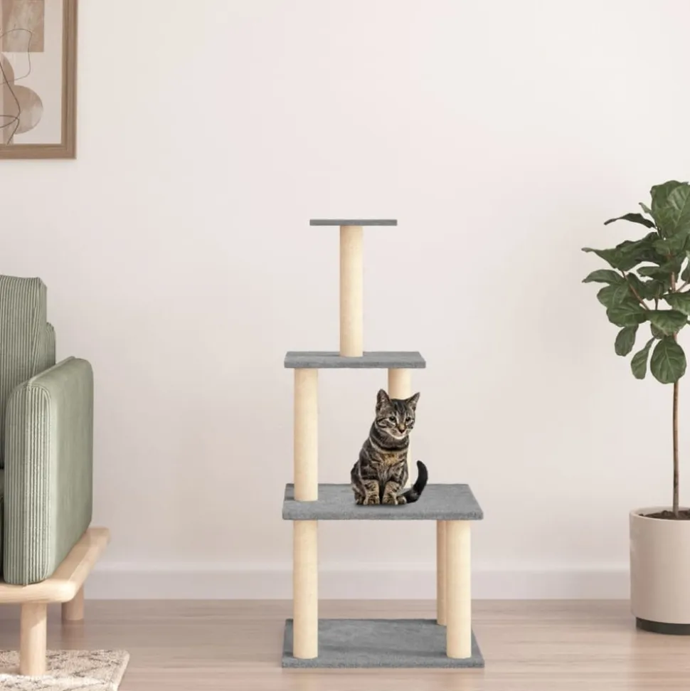 MAISON EXCLUSIVE - Arbre à chat avec griffoirs en sisal gris clair 111 cm