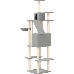 MAISON EXCLUSIVE - Arbre à chat avec griffoirs en sisal gris clair 201 cm