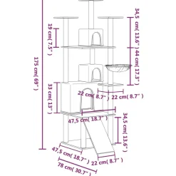 MAISON EXCLUSIVE - Arbre à chat avec griffoirs en sisal gris foncé 175 cm