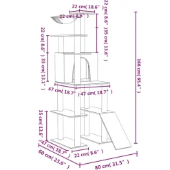 MAISON EXCLUSIVE - Arbre à chat avec griffoirs en sisal gris foncé 166 cm