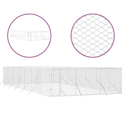 MAISON EXCLUSIVE - Chenil d'extérieur pour chiens argenté 6x14x2 m acier galvanisé