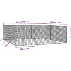 MAISON EXCLUSIVE - Chenil d'extérieur pour chiens argenté 6x6x2 m acier galvanisé
