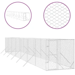MAISON EXCLUSIVE - Chenil d'extérieur pour chiens argenté 2x14x2 m acier galvanisé