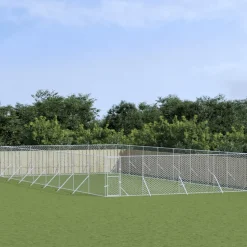 MAISON EXCLUSIVE - Chenil d'extérieur pour chiens argenté 8x16x2 m acier galvanisé