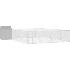 MAISON EXCLUSIVE - Chenil d'extérieur pour chiens avec toit argenté 10x10x2,5 m
