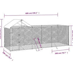 MAISON EXCLUSIVE - Chenil d'extérieur pour chiens avec toit argenté 6x2x2,5 m