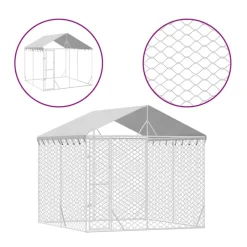 MAISON EXCLUSIVE - Chenil d'extérieur pour chiens avec toit argenté 3x3x2,5 m