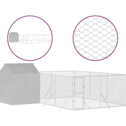 MAISON EXCLUSIVE - Chenil d'extérieur pour chiens avec toit argenté 6x6x2,5 m
