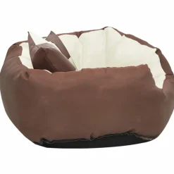 MAISON EXCLUSIVE - Coussin réversible lavable de chien marron et crème 65x50x20 cm