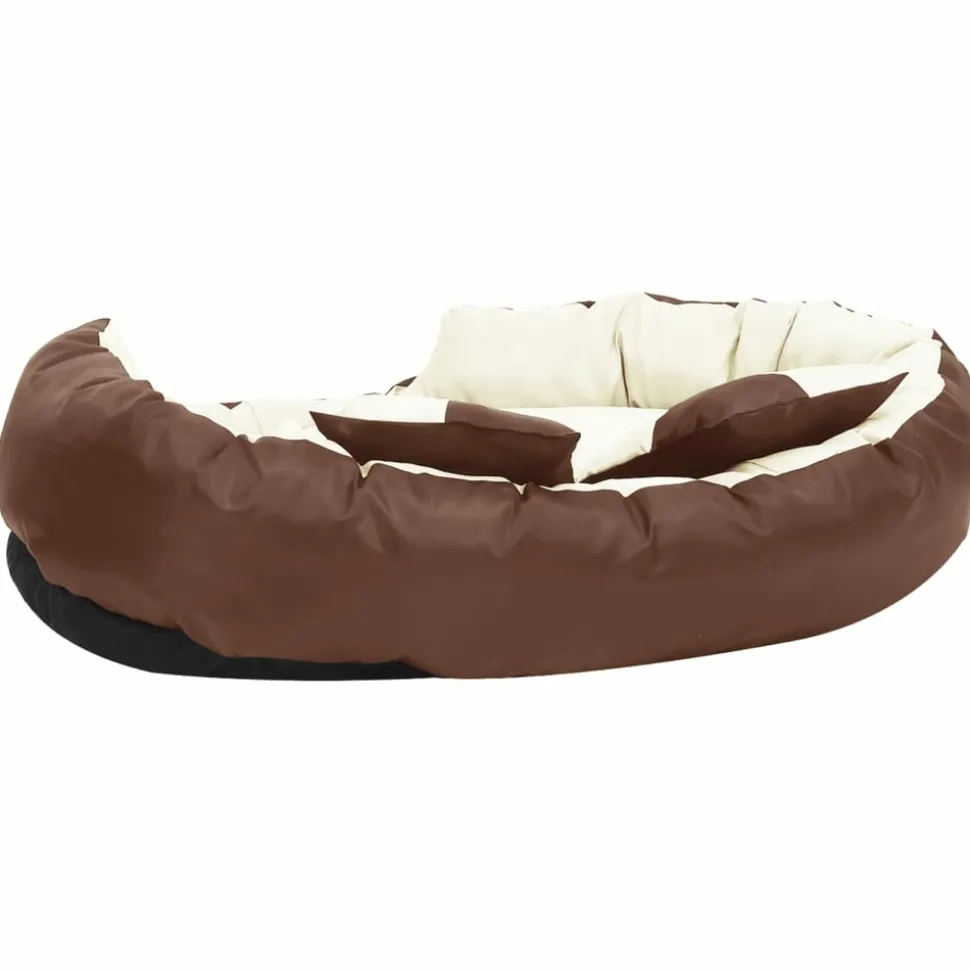 MAISON EXCLUSIVE - Coussin réversible lavable de chien marron et crème 110x80x23cm