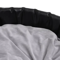 MAISON EXCLUSIVE - Lit chiens noir et gris 90x79x20 cm peluche et similicuir