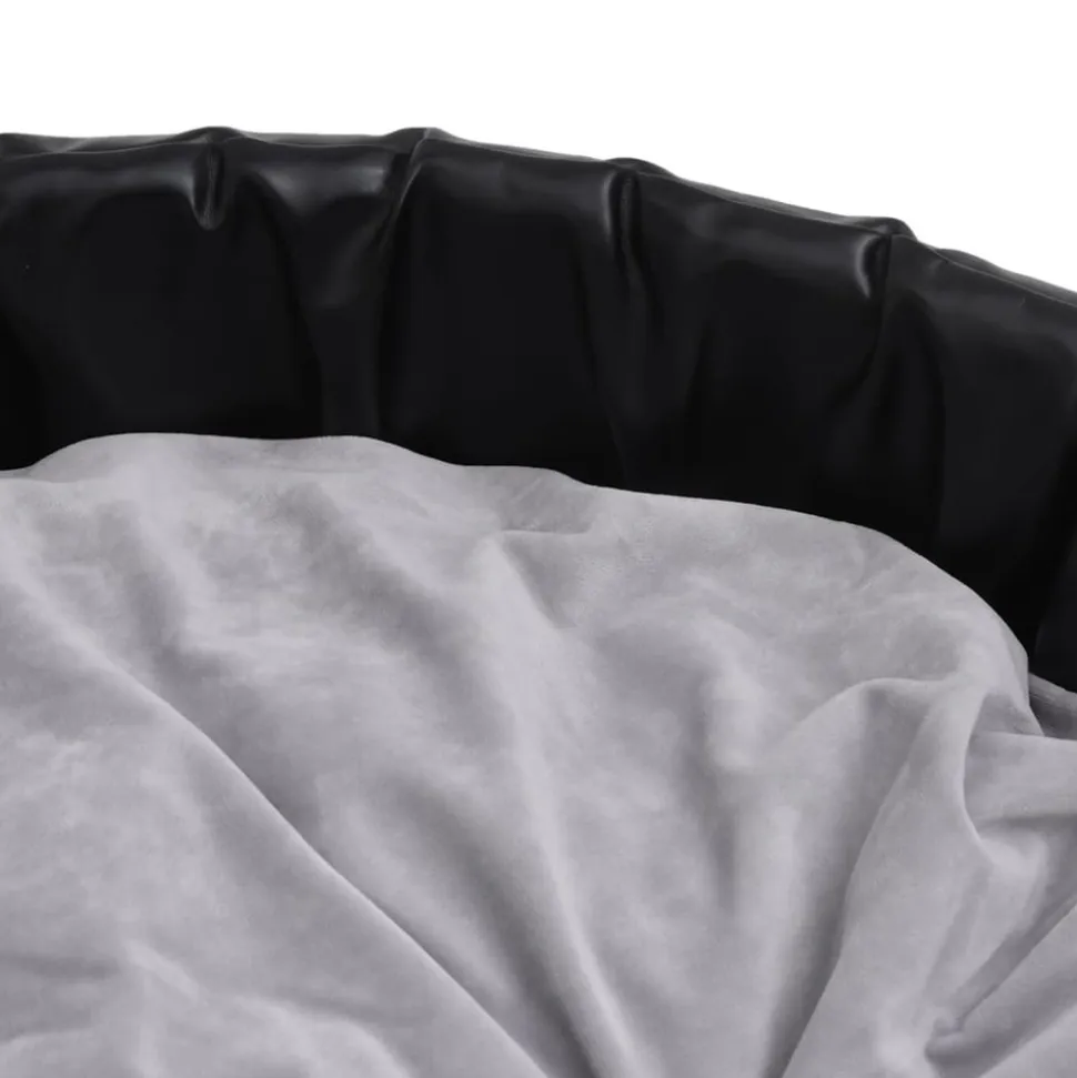 MAISON EXCLUSIVE - Lit chiens noir et gris 90x79x20 cm peluche et similicuir