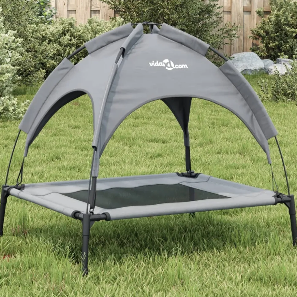 MAISON EXCLUSIVE - Lit pour chien avec auvent anthracite tissu oxford et acier
