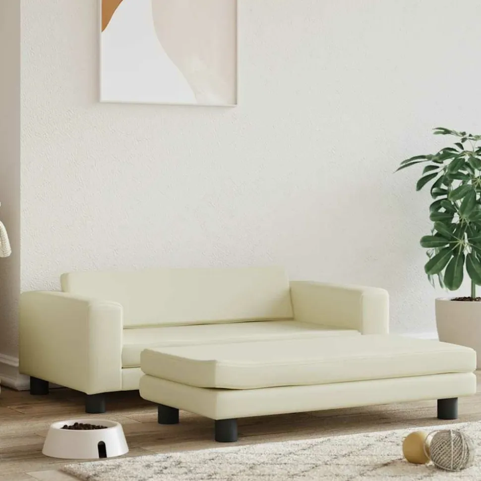 MAISON EXCLUSIVE - Lit pour chien avec extension crème 100x50x30 cm similicuir