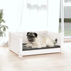 MAISON EXCLUSIVE - Lit pour chien blanc 65,5x50,5x28 cm bois de pin solide