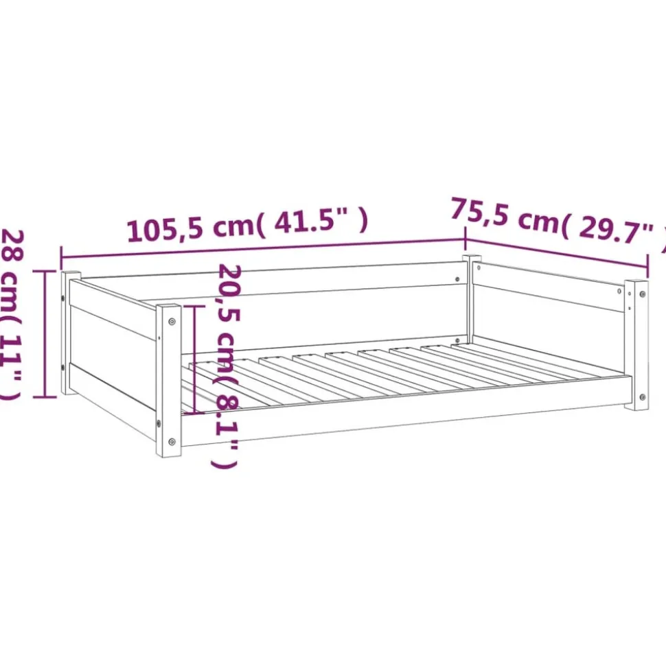 MAISON EXCLUSIVE - Lit pour chien blanc 105,5x75,5x28 cm bois de pin solide
