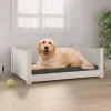 MAISON EXCLUSIVE - Lit pour chien blanc 75,5x55,5x28 cm bois de pin solide