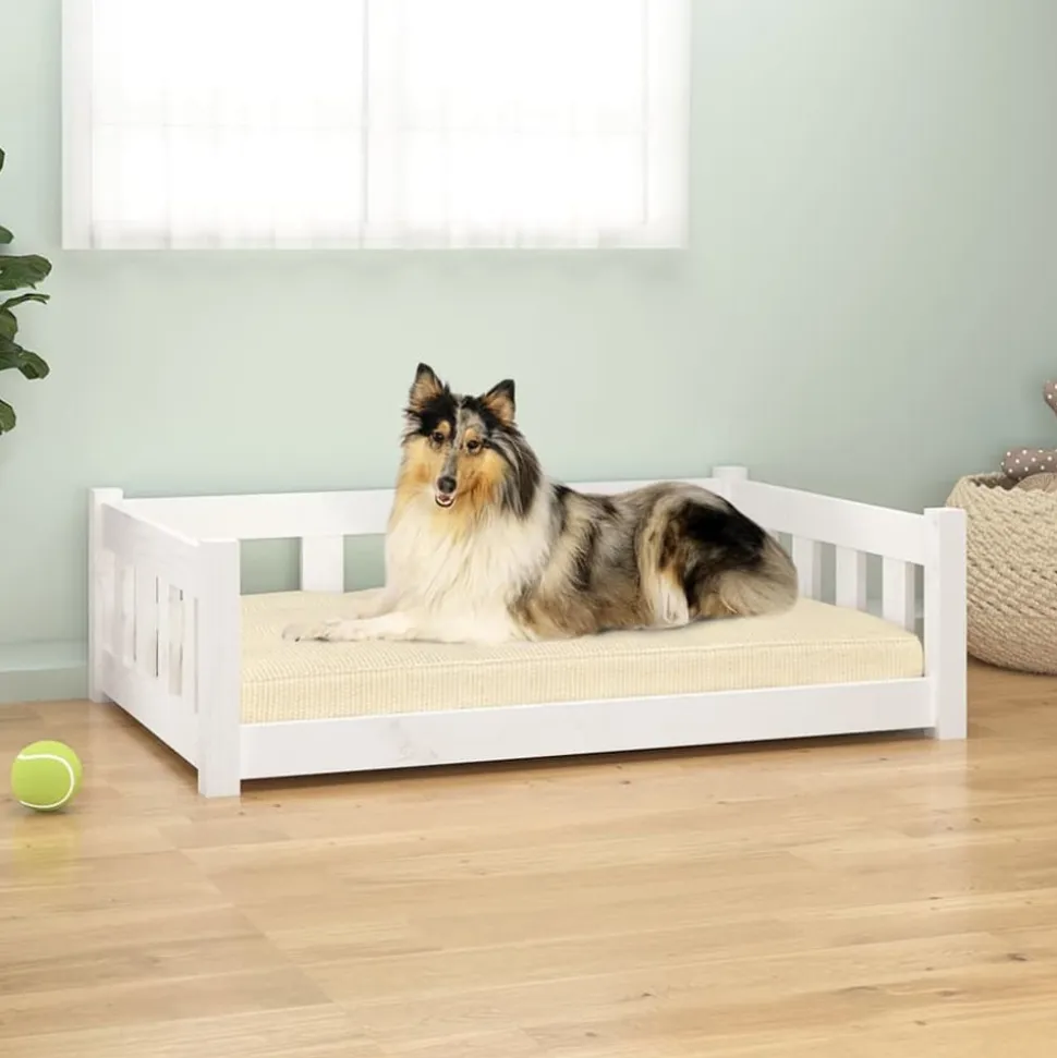 MAISON EXCLUSIVE - Lit pour chien blanc 95,5x65,5x28 cm bois de pin solide