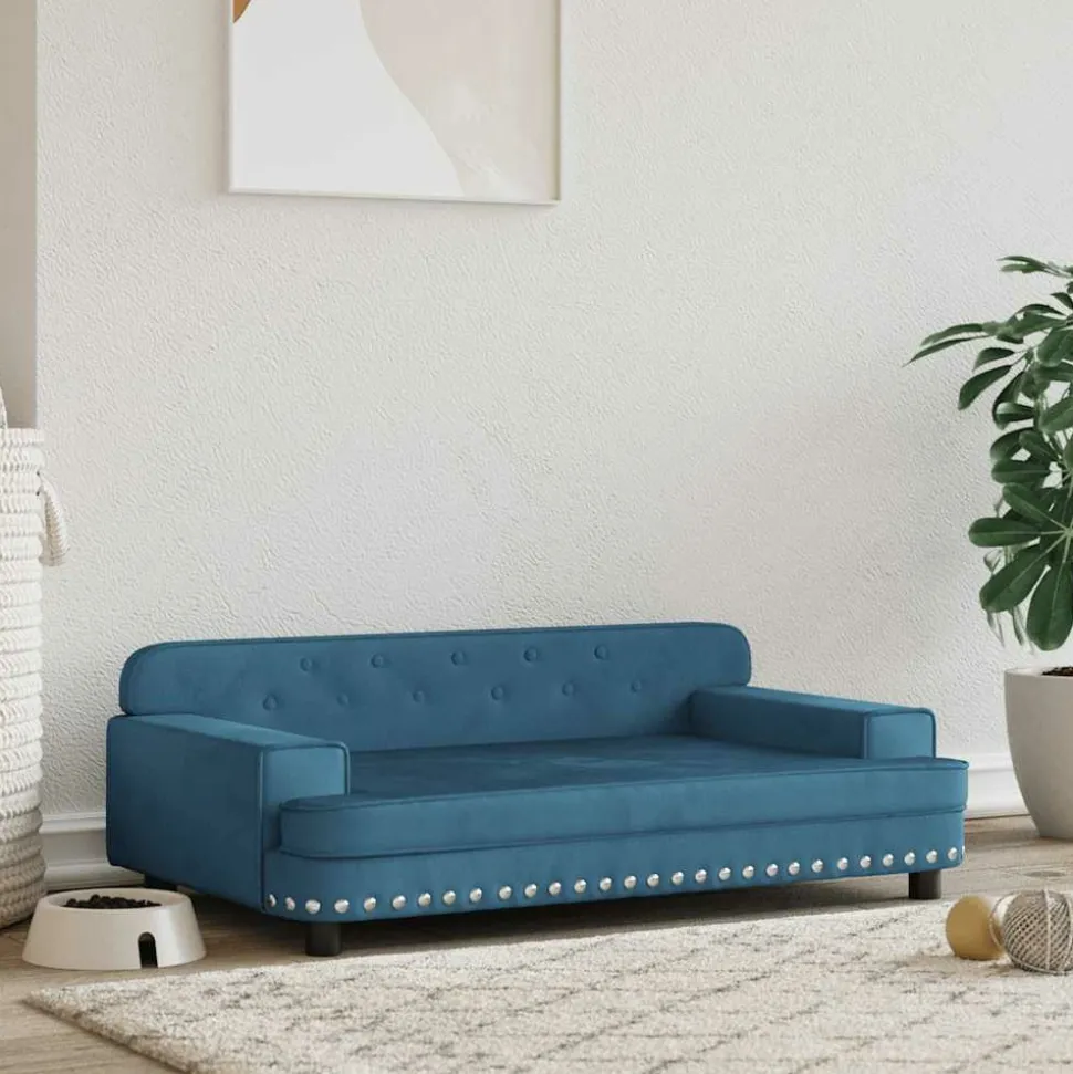 MAISON EXCLUSIVE - Lit pour chien bleu 90x53x30 cm velours