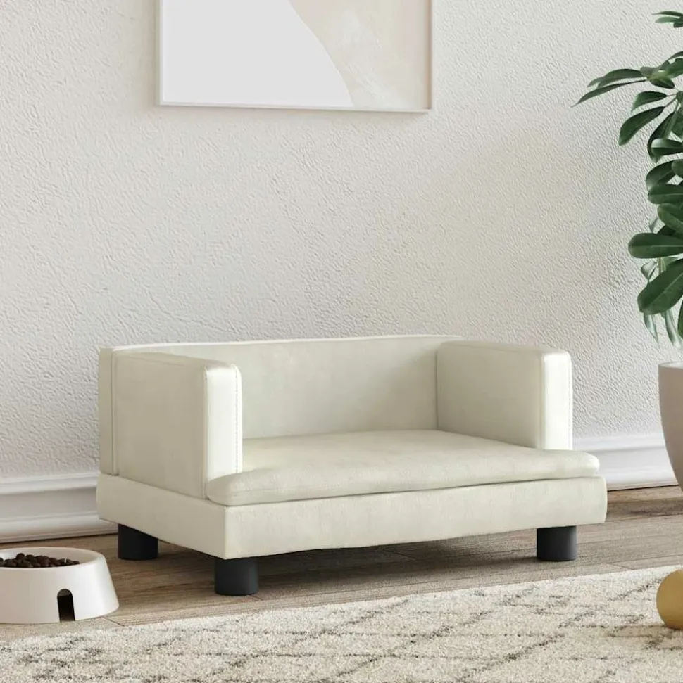 MAISON EXCLUSIVE - Lit pour chien crème 60x40x30 cm velours
