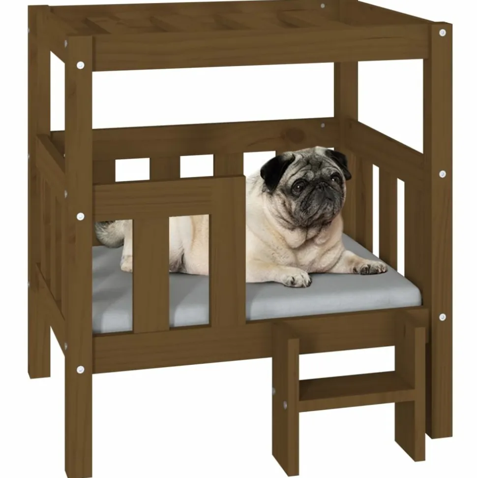MAISON EXCLUSIVE - Lit pour chien marron miel 65,5x50,5x70 cm bois de pin solide