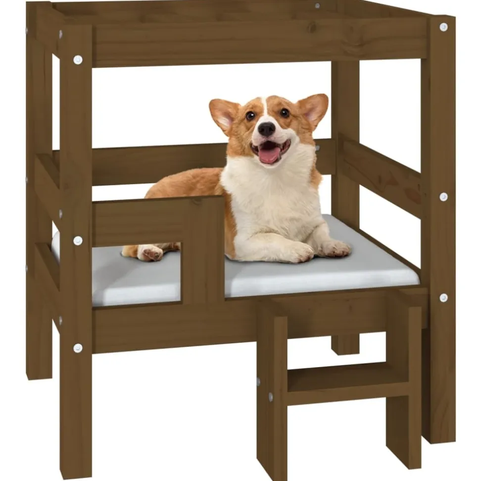 MAISON EXCLUSIVE - Lit pour chien marron miel 55,5x53,5x60 cm bois de pin solide