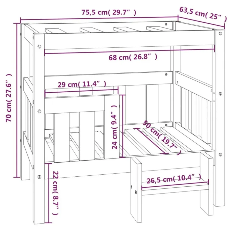 MAISON EXCLUSIVE - Lit pour chien marron miel 75,5x63,5x70 cm bois de pin solide
