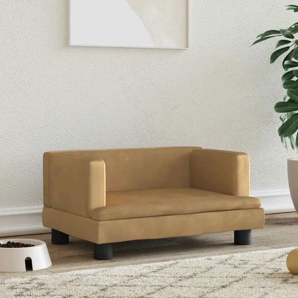 MAISON EXCLUSIVE - Lit pour chien marron 60x40x30 cm velours