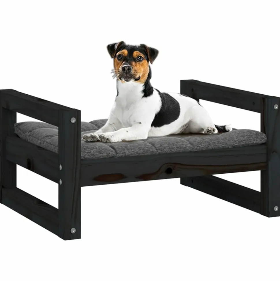 MAISON EXCLUSIVE - Lit pour chien noir 55,5x45,5x28 cm bois de pin solide