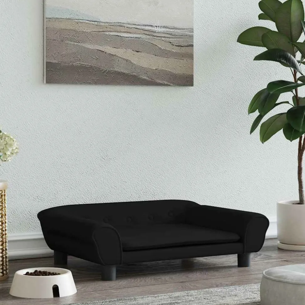 MAISON EXCLUSIVE - Lit pour chien noir 70x48x22 cm velours