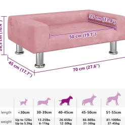 MAISON EXCLUSIVE - Lit pour chien rose 70x45x26,5 cm velours