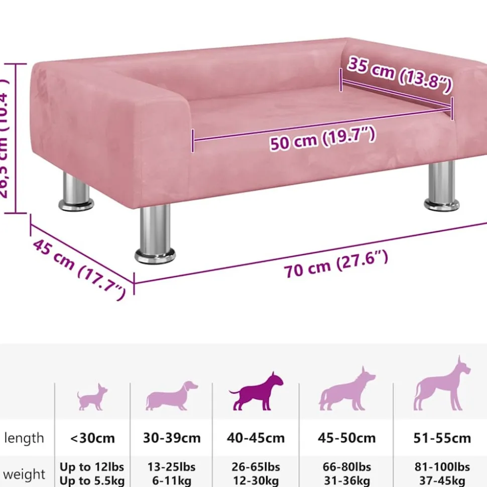 MAISON EXCLUSIVE - Lit pour chien rose 70x45x26,5 cm velours