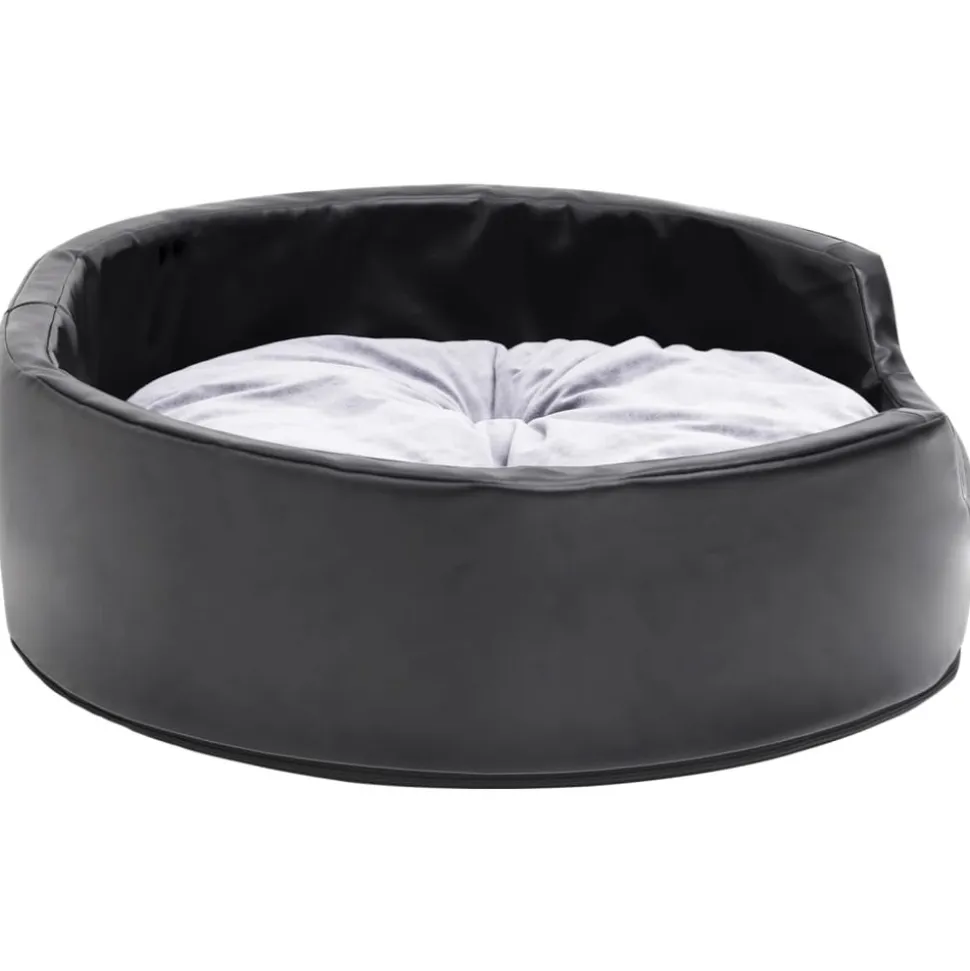 MAISON EXCLUSIVE - Lit pour chiens noir et gris 69x59x19 cm peluche et similicuir