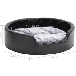 MAISON EXCLUSIVE - Lit pour chiens noir et gris 69x59x19 cm peluche et similicuir