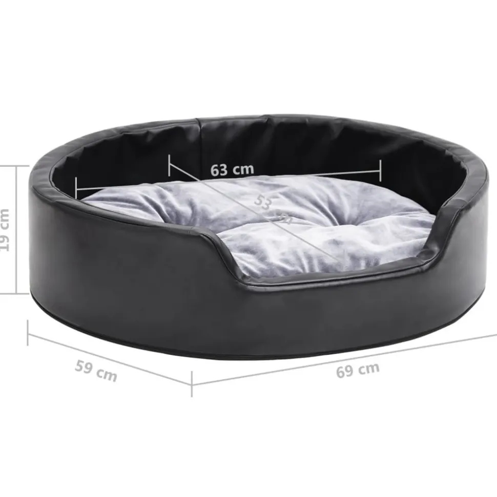 MAISON EXCLUSIVE - Lit pour chiens noir et gris 69x59x19 cm peluche et similicuir