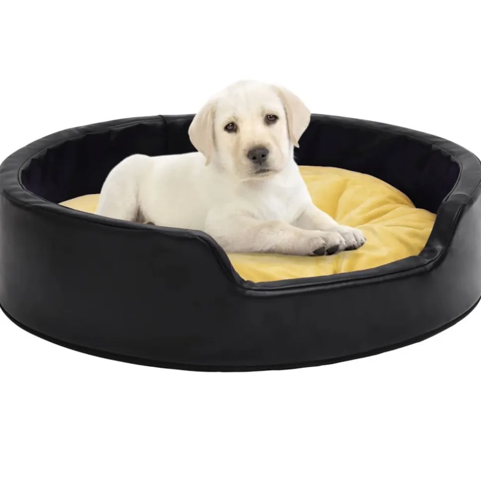 MAISON EXCLUSIVE - Lit pour chiens noir et jaune 99x89x21 cm peluche et similicuir