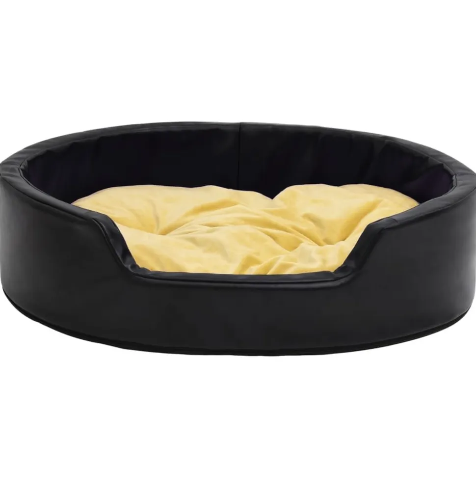 MAISON EXCLUSIVE - Lit pour chiens noir et jaune 99x89x21 cm peluche et similicuir