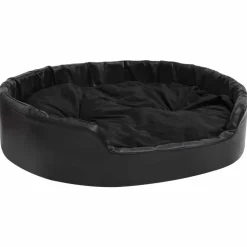 MAISON EXCLUSIVE - Lit pour chiens noir 99x89x21 cm peluche et similicuir