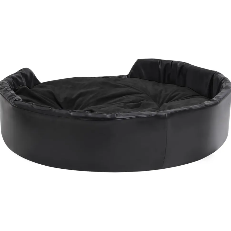 MAISON EXCLUSIVE - Lit pour chiens noir 99x89x21 cm peluche et similicuir