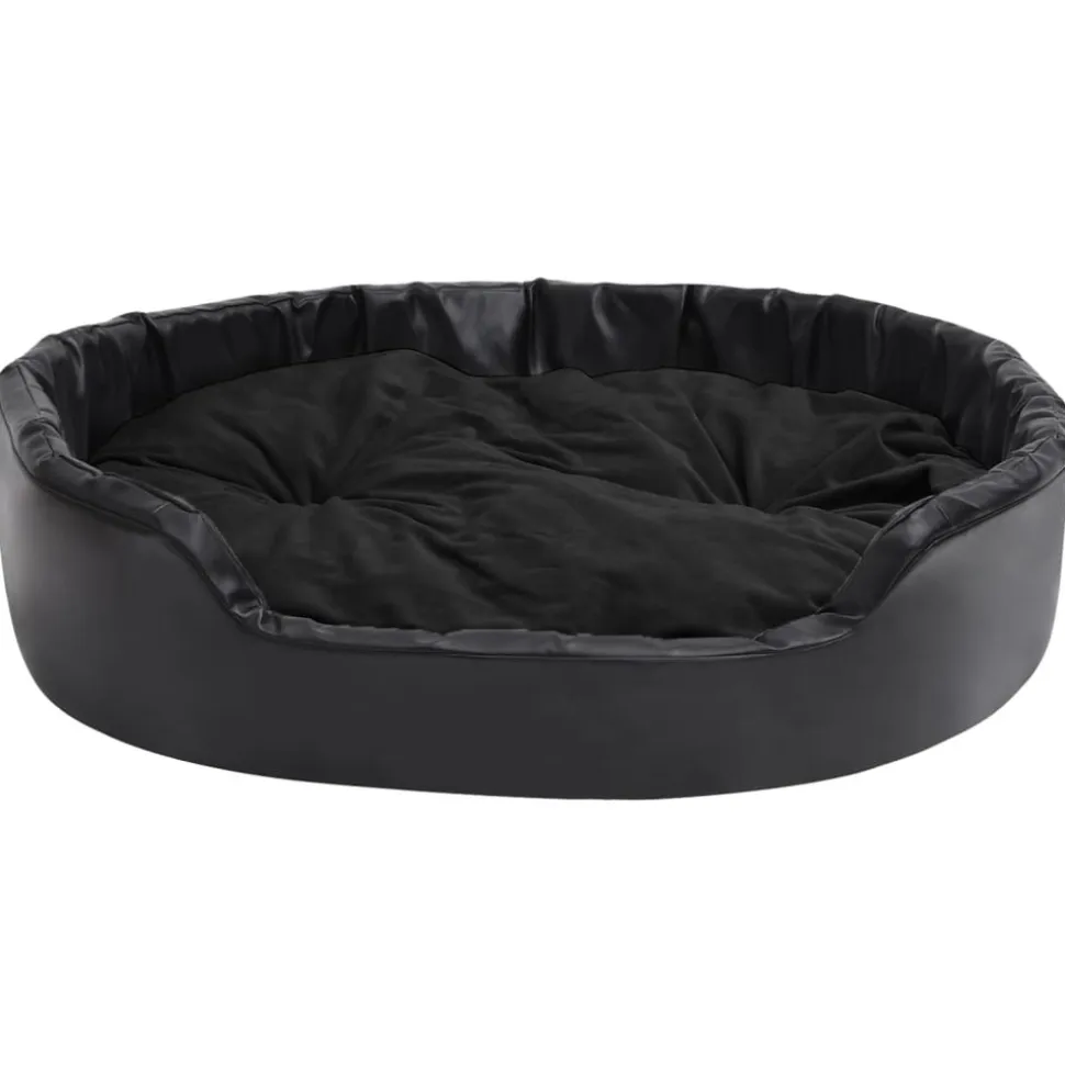 MAISON EXCLUSIVE - Lit pour chiens noir 99x89x21 cm peluche et similicuir