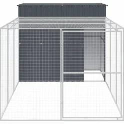 MAISON EXCLUSIVE - Niche pour chien avec cour anthracite 214x457x181 cm