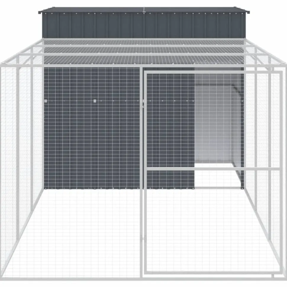 MAISON EXCLUSIVE - Niche pour chien avec cour anthracite 214x457x181 cm