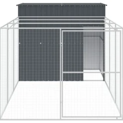 MAISON EXCLUSIVE - Niche pour chien avec cour anthracite 214x457x181 cm