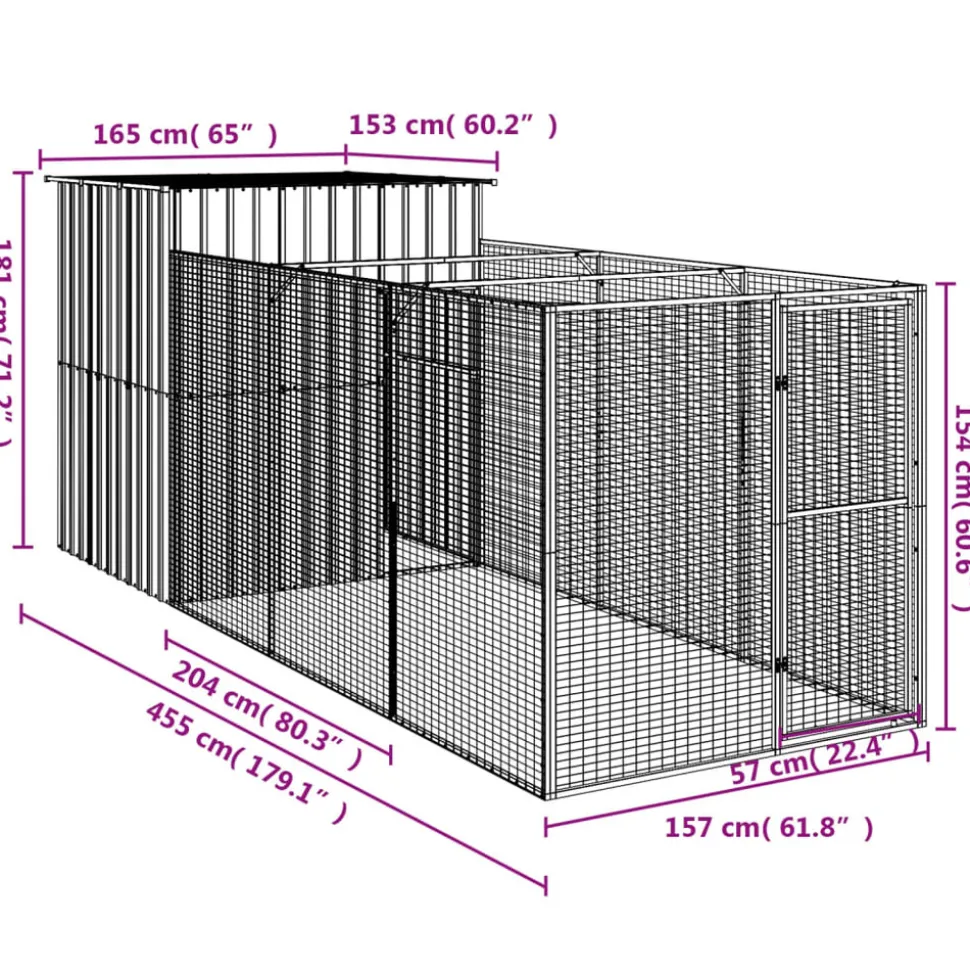 MAISON EXCLUSIVE - Niche pour chien avec cour gris clair 165x455x181 cm