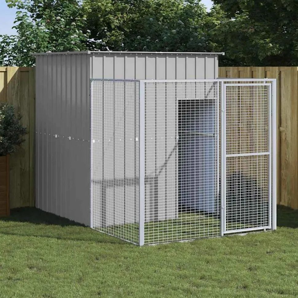 MAISON EXCLUSIVE - Niche pour chien avec cour gris clair 165x251x181 cm