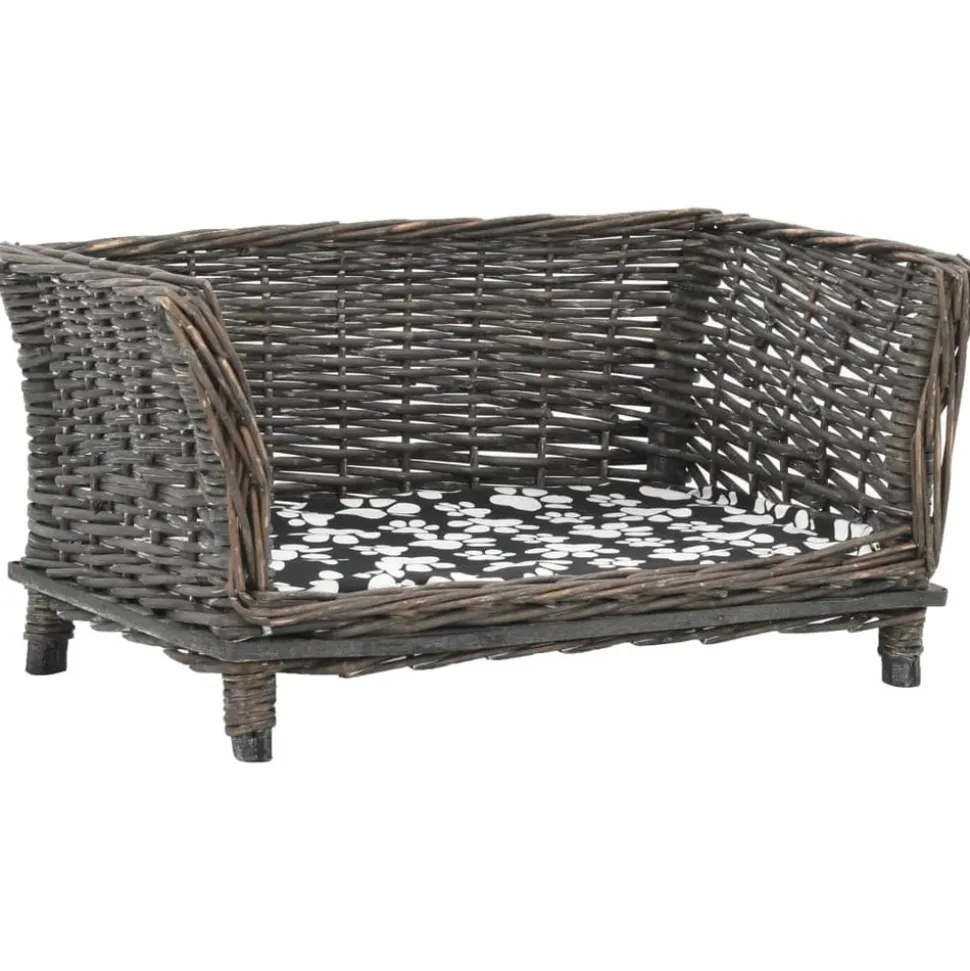 MAISON EXCLUSIVE - Panier pour chiens avec coussin gris 50x33x30 cm saule naturel